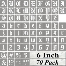 6 Inch Alphabet Letter Stencils for Painting - 70 Pack Old English Letter Ste...