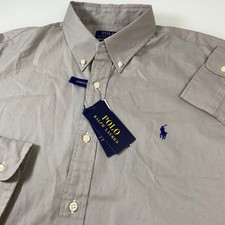 Polo Ralph Lauren Mens XL Custom Fit Stretch Oxford Shirt Gray Button Down NEW