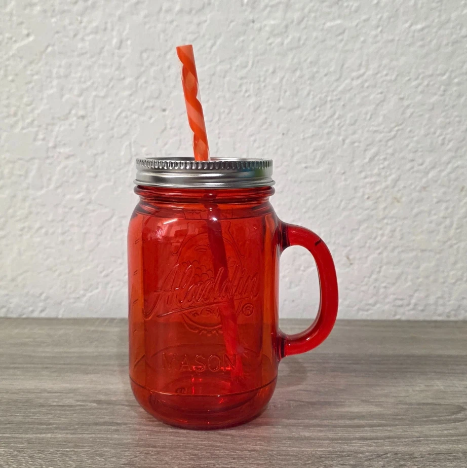 Aladdin 2-Set Insulated 20oz Clear Plastic Mason Jar Tumbler Travel Mug - Image 3 of 4