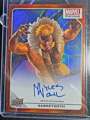 2022 Marvel Platinum Sabretooth Artist Auto Orange Rainbow #23 /35 Myles Wohl