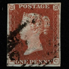 SG8 (BS36) 1d Red Imperf Plate 47 - MC - 4 Margin - Good