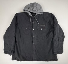 Geniune Dickies Black Quilted Lined Hooded Canvas Work Jacket Men's Size 3XL
