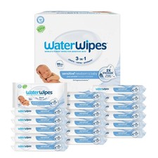 WaterWipes Sensitive Newborn Baby Wipes, 3-In-1 Cleans, Cares, Protects