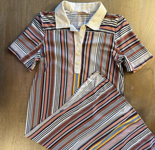 Tory Burch Short Sleeve Striped Button Down Collared Midi Polo Knit Dress XL