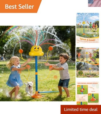 Water Sprinkler Outdoor Yard Toy for Kids, Smile Face Rainbow Splash Toy with...