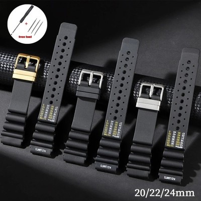 Silikon Uhrenarmband 20/22/24mm  Ersatz Armbanduhr Taucher Uhr Gummi Band ND Lim