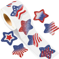 500 Pcs 4Th of July Patriotic Star Stickers Roll