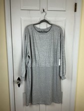 New Nine West Long Sleeve Sweater Knit Dress Plus Size 2X Ribbed Skirt Soft Gray