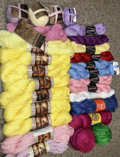 Huge Cotton Yarn Lot!  King Tut, Provence, Bahamas, AslanTrends. Destashing 28 s image 17