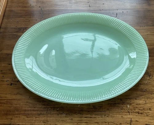 Vintage Jadeite Jane Ray Oval Platter Green Serving Dish 12x9"