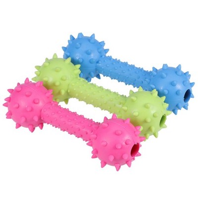 Interactive Dog Chew Toy Dumbbell Shaped Rubber Sound Toys 3 Pack