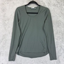 Athleta Long Sleeve Shirt Womens S Green Performance Pullover Lightweight Top