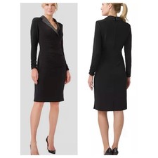 Adrianna Papell black jersey tuxedo sheath dress Size 12 Cocktail dress Classic