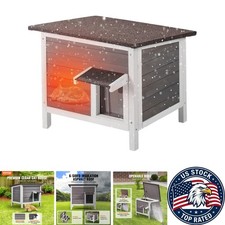 Weatherproof Outdoor Cat House with Foam Insulation  PVC Flaps - 24"L x 20"W
