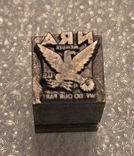 Vintage Metal Letterpress Block "NRA Member We Do Our Part"