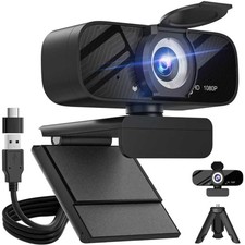 Full HD 1080P Video Webcam, Noise Cancellation, Privacy Cover, Wide-Angle Len...