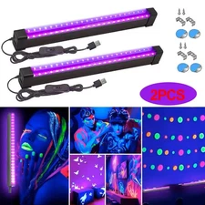 2PCS UV Black Light Bar Fixtures Ultraviolet Lamp Strip US Plug DJ Party Club
