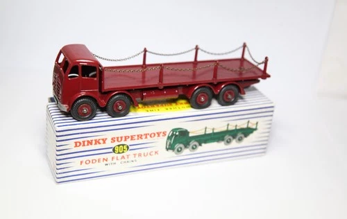 Dinky 905 Foden Flat Truck With Chains Maroon In Original Box - Near Mint 1950s