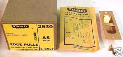 NOS! Stanley #2930 A5 SLIDING DOOR EDGE PULL / BRONZE
