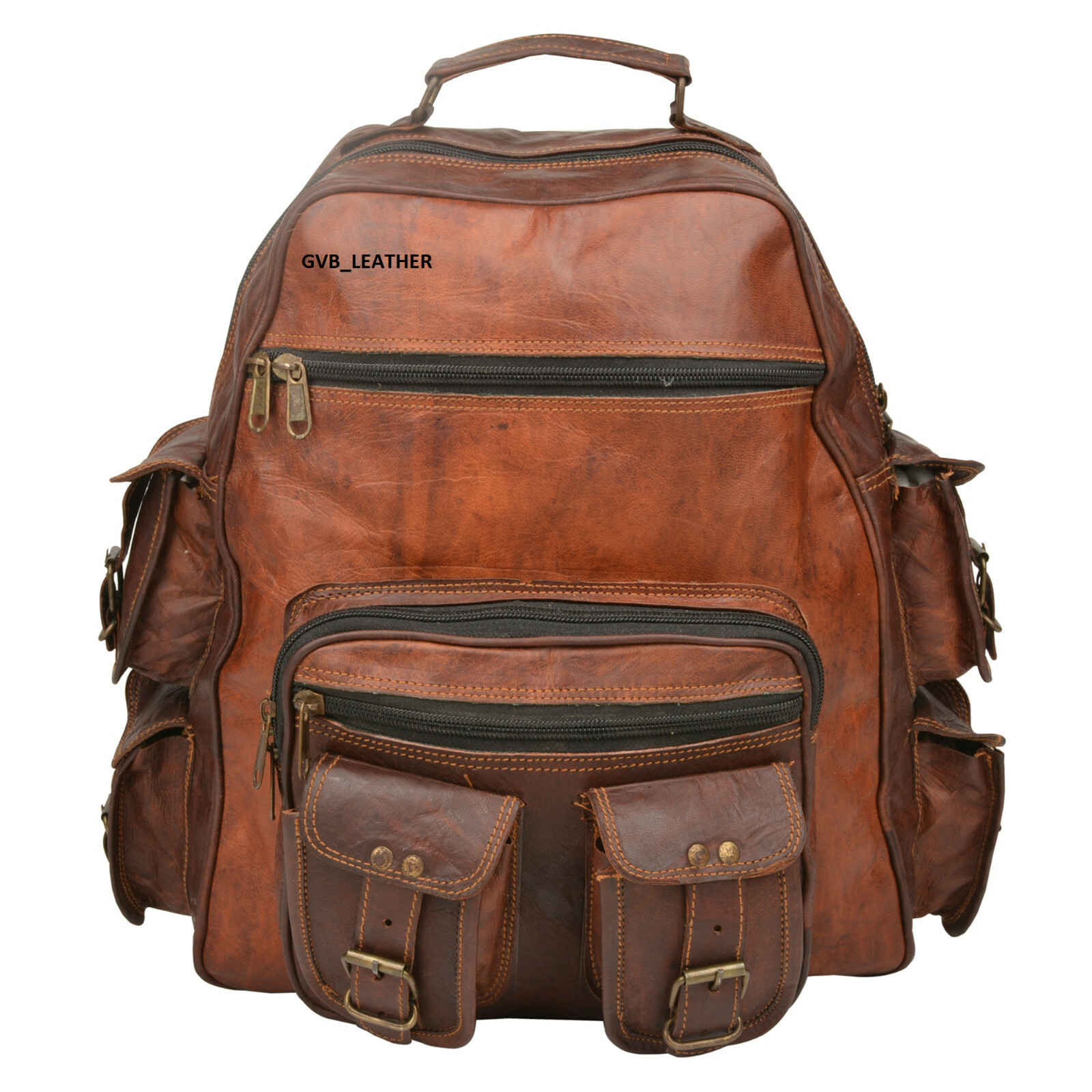 Bolsa de viaje de 16" para hombre y mujer mochila de cuero genuino de alta de...