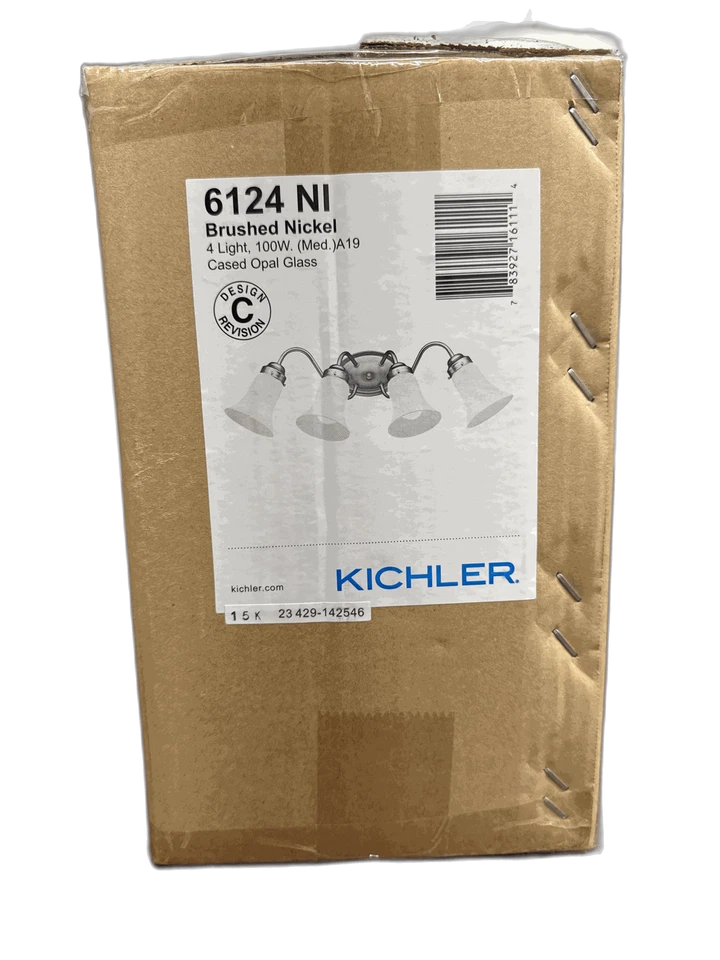 KICHLER Independence 25.5" 4-Luces Níquel Cepillado Luz Vidrio Esmerilado Foto 4 de 4