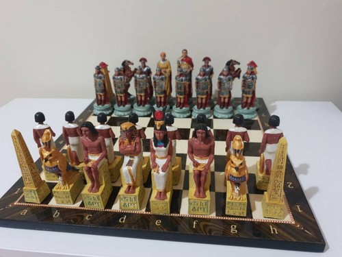 Egyptian Roman Chess Set Handcrafted Historical Battle Theme, Gift Ideas 🎁 - Picture 2 of 13