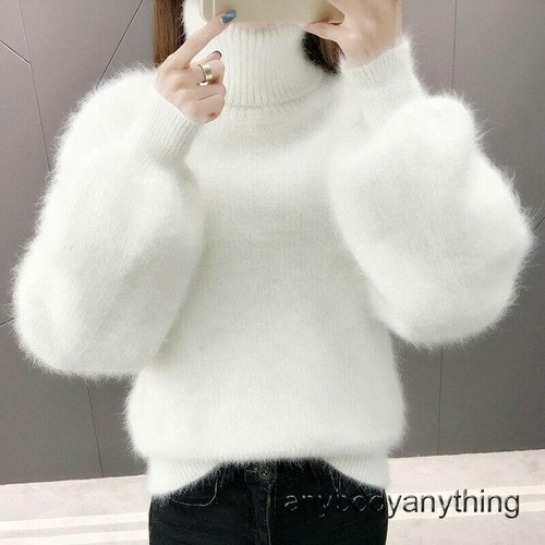 Women's Winter Angora Faux Cashmere Warm Knit Sweater Fluffy Fuzzy Plush Jumpers - Bild 9 von 29