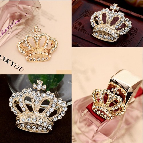 Silber/Gold plattiert Strass Kristall Krone Brosche Pin Hochzeit/Braut/Partei - Bild 5 von 9