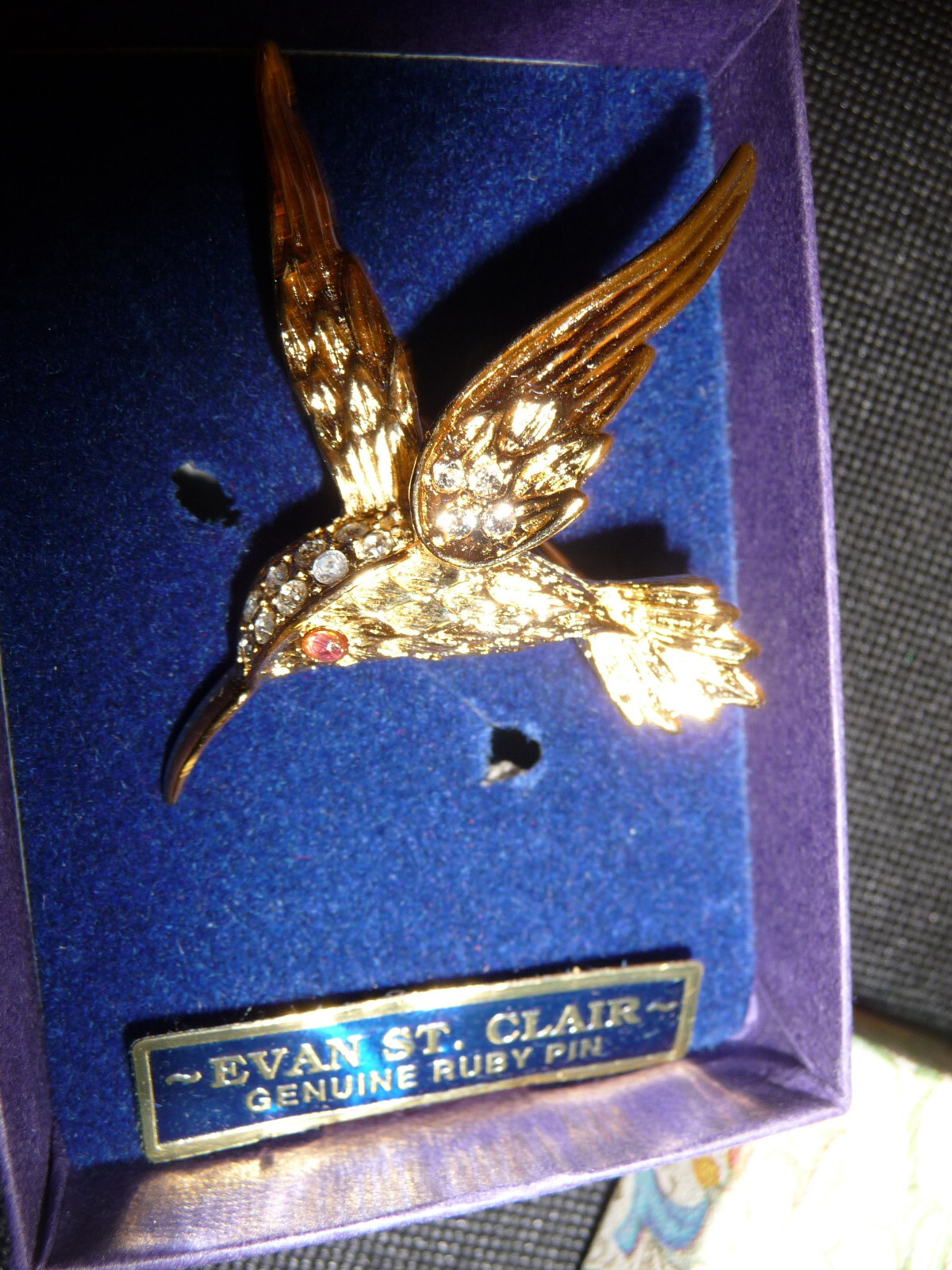 Evan St Clair Genuine Ruby Rhinestone Hummingbird… - image 3