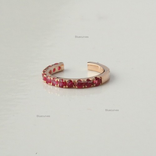 0.43ct Natural Ruby Gemstone Solid 14k Yellow Gold Ear Cuff Earrings Jewelry - Picture 12 of 13