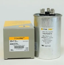 TitanPro TRCFD3575 HVAC Round Motor Run Capacitor. 35/7.5 MFD/UF 440/370 Volts