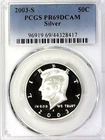 2003-S 50C Kennedy Half Dollar PCGS PR69DCAM  90% Silver 22lcts0813