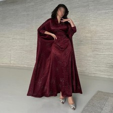 Dubai Women Evening Long Dress Abaya Kaftan Muslim Robe Elegant Party Gown Arab