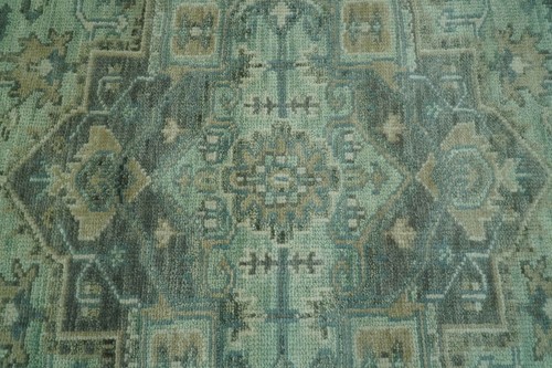 HandKnotted 8x10 Green and Silver traditional design wool area rug-DD/CP2622 - Picture 7 of 11