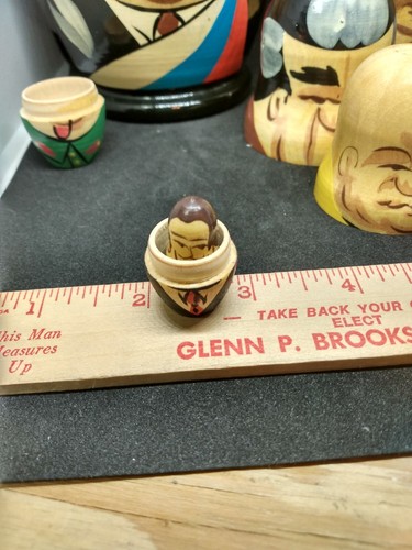 Vintage Set of 7 Russian Nesting Dolls Political Leaders Wood USSR Soviet - Picture 8 of 12