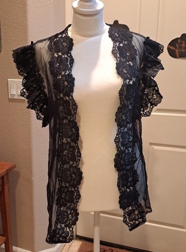 Vintage 1970s Alana Gale Sheer Black Bed Jacket Night??? - Gem