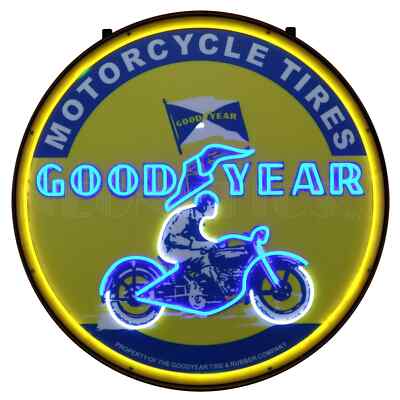 本物　未使用 GOODYEAR Motorcycle tires 琺瑯看板 Goodyear Motorcycle Tires LED Flex-Neon Look Sign - Tire and