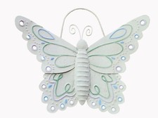 Metal Butterfly With Pastel Accents 6x6 Inches Cream Colored Wall Decor