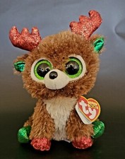 TY Beanie Boo "Fudge" the Reindeer Glitter Feet, Ears and Antlers.  6" Tall 2019