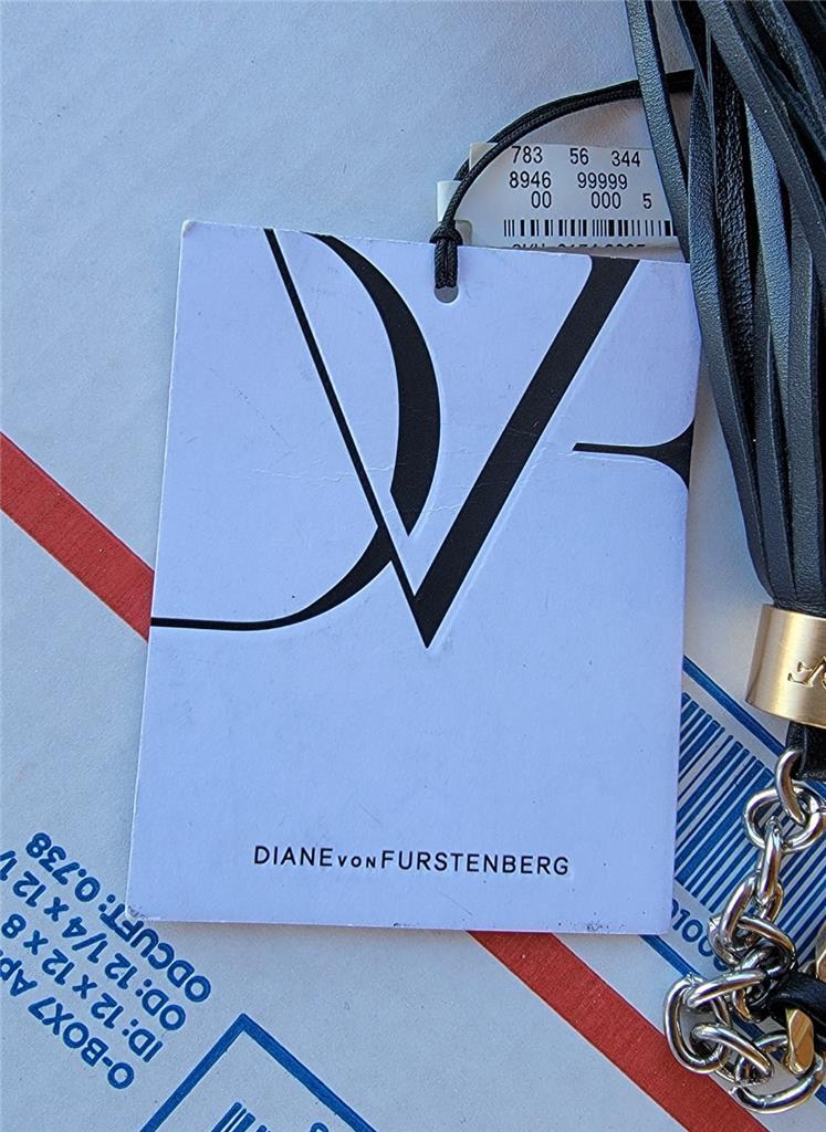 NEW Diane von Furstenberg Black Leather and Metal Chain Belt size S NEW Diane von Furstenberg Black Leather and Metal Chain Belt  main image 2