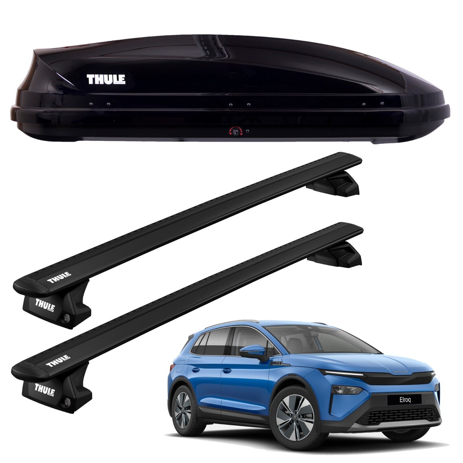 Thule Roof Rack Black WingBars & Top Cargo Box, Fits Audi Skoda Elroq 2025+ on