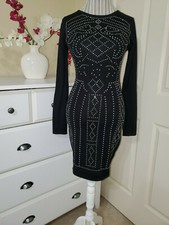Say What? Juniors Black Embellished Studded Bodycon Evening Dress Sz.M