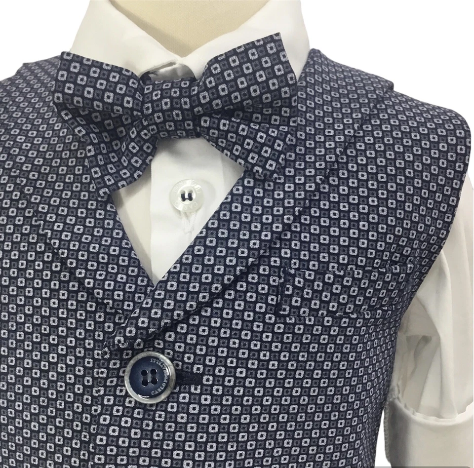 COMPLETO SET VESTITO GILET SMANICATO CERIMONIA ELEGANTE BATTESIMO CARLO PIGNATEL - Immagine 4 di 4
