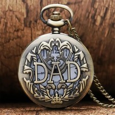 Vintage Large DAD Quartz Pocket Watch Necklace Holiday Gift Men New
