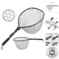Teardrop Fishing Net with Telescopic Handle - Ideal for Trout & Bass Fishing