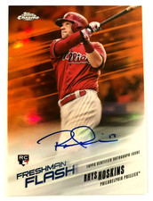 2018 Topps Chrome Rhys Hoskins AUTO RC #'d /25 Freshman Flash Orange Refractor 