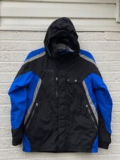 Columbia Youth Interchange Shell Jacket Hooded Size 14/16 Blue Black Gray Ski