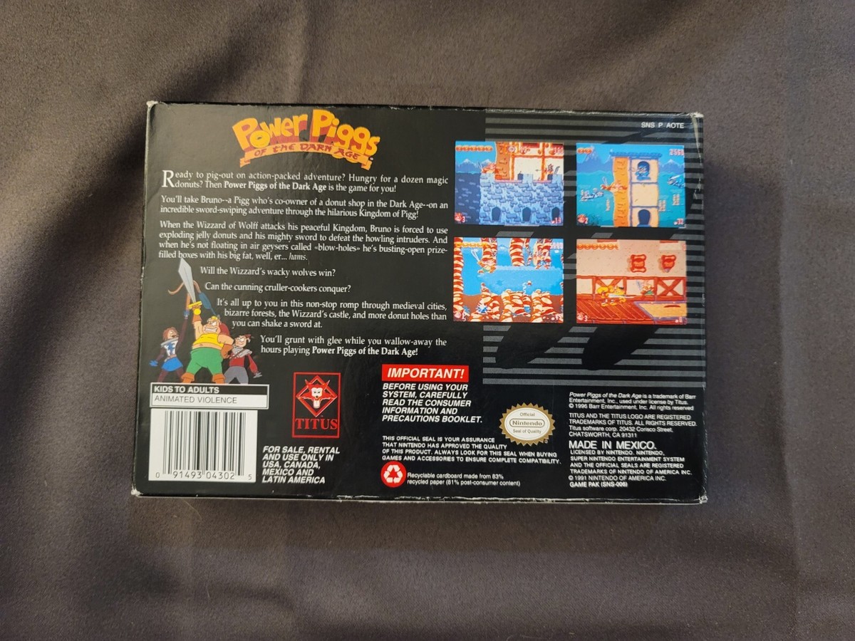 Power Piggs of the Dark Age Super Nintendo SNES Complete In Power Piggs of the Dark Age Super Nintendo SNES Complete In