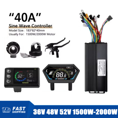 E-Bike 36V 48V 52V 40A 3 Mode Sinewave Controller 1500W-2000W + LCD Display