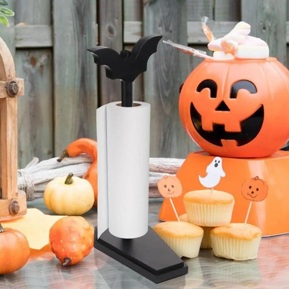 Paper Towel Holder Rack Hanger Gothic Bat Shape Acrylic Halloween Supply US